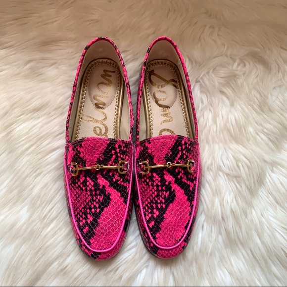New! SAM EDELMAN Lorain Snakeskin Neon Loafers - Picture 3 of 9